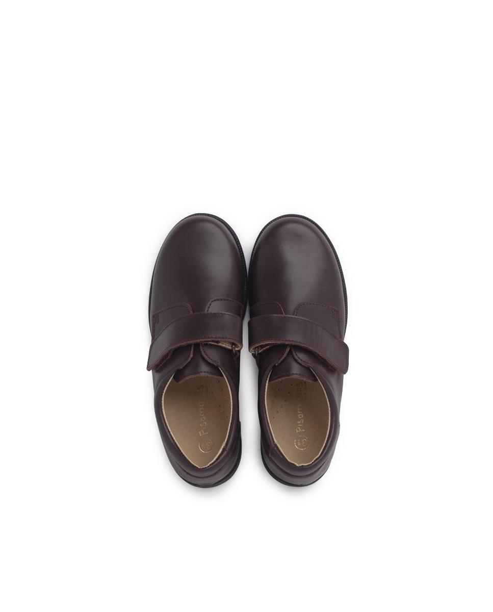 Mocassins Infantil de Pele com Tira Adesiva Castanho-escuro-4