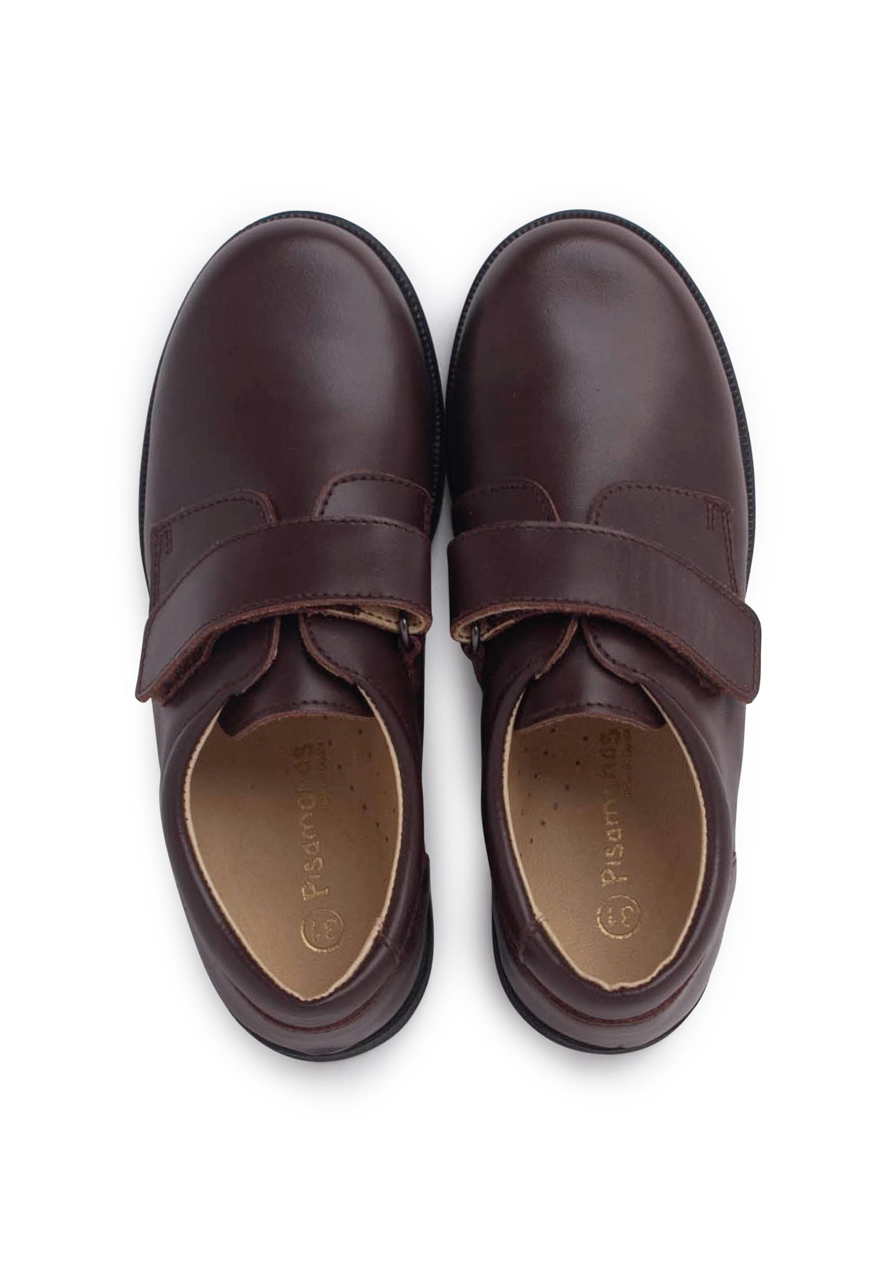 Mocassins Infantil de Pele com Tira Adesiva Castanho-escuro-5