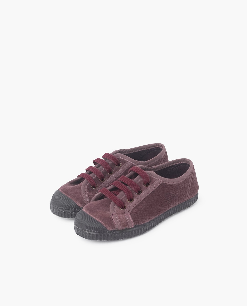 Sapatilhas de Veludo com Atacadores Pisamonas Rosa-3