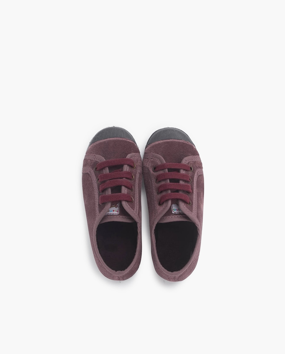 Sapatilhas de Veludo com Atacadores Pisamonas Rosa-4