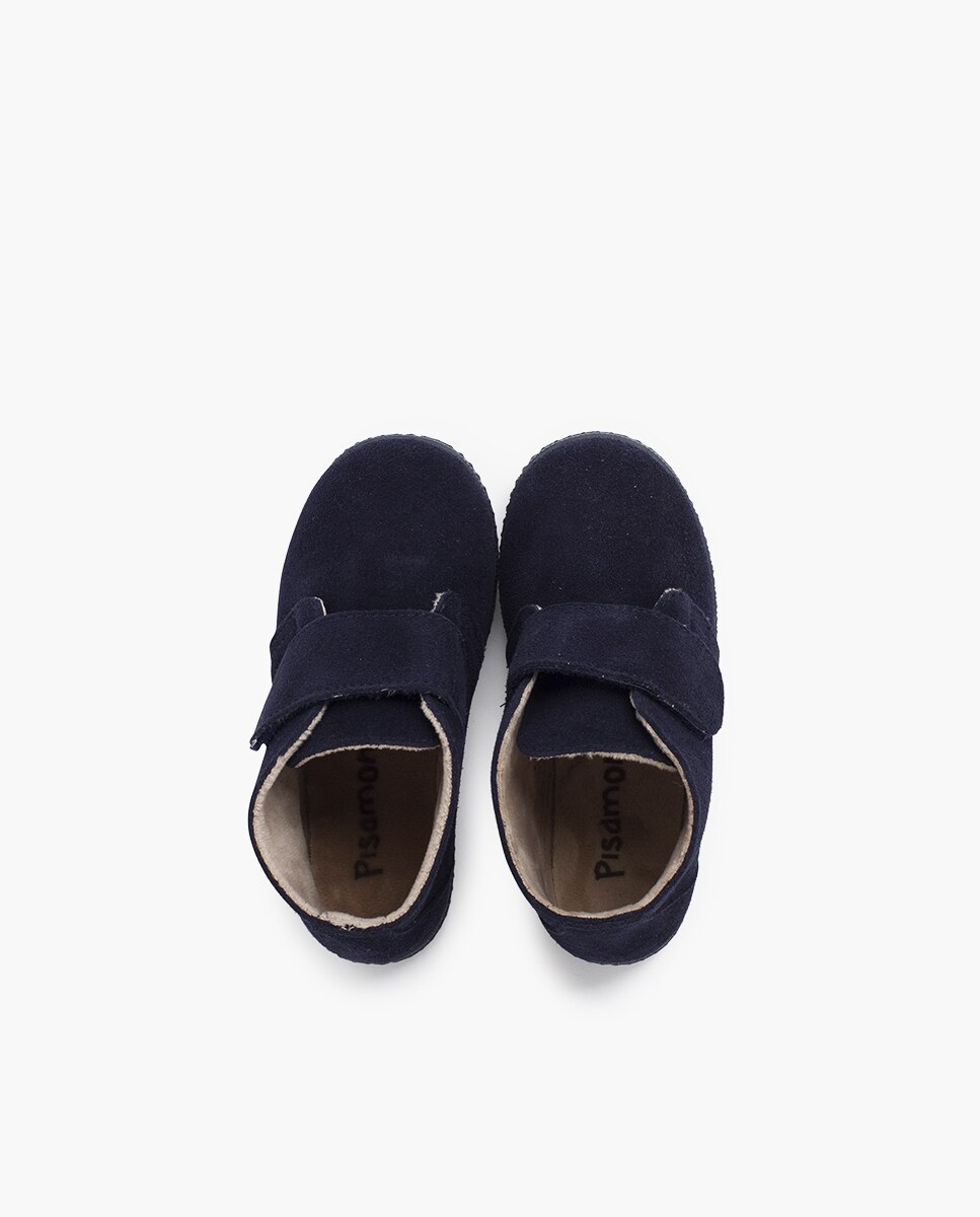 Botas com Tira Larga Adherente e Forro de Pelo Azul-marinho-4