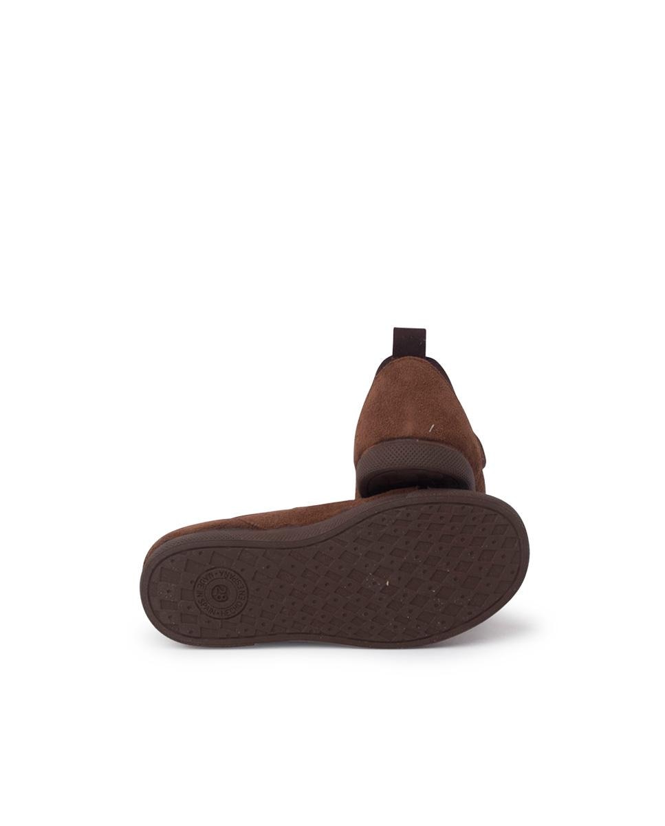 Sapatilhas de Pele Infantil com Velcro e Atacadores Elásticos Pisamonas Camel-2