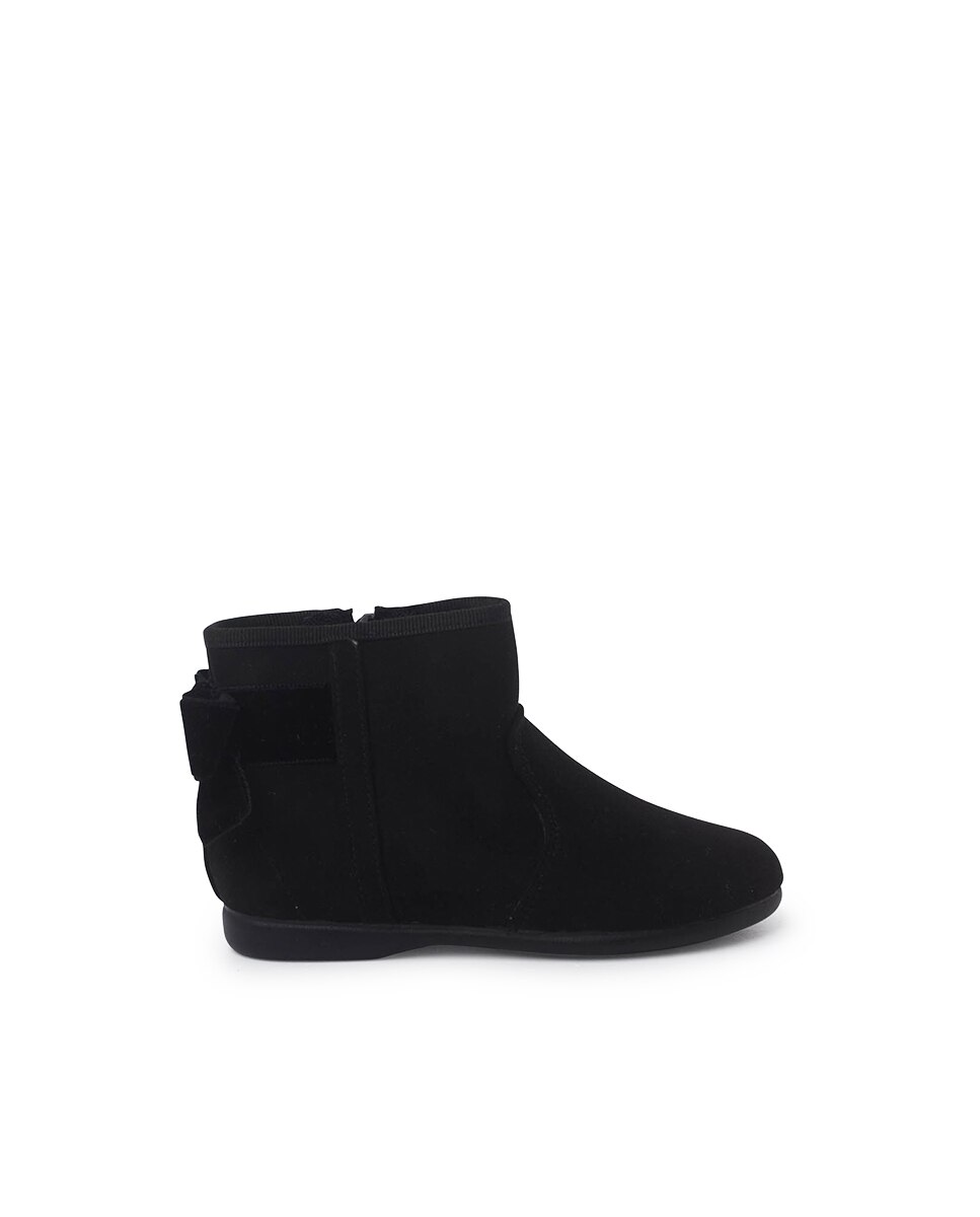 Botas Infantil com Laço Veludo e Fecho Zip Preto-1