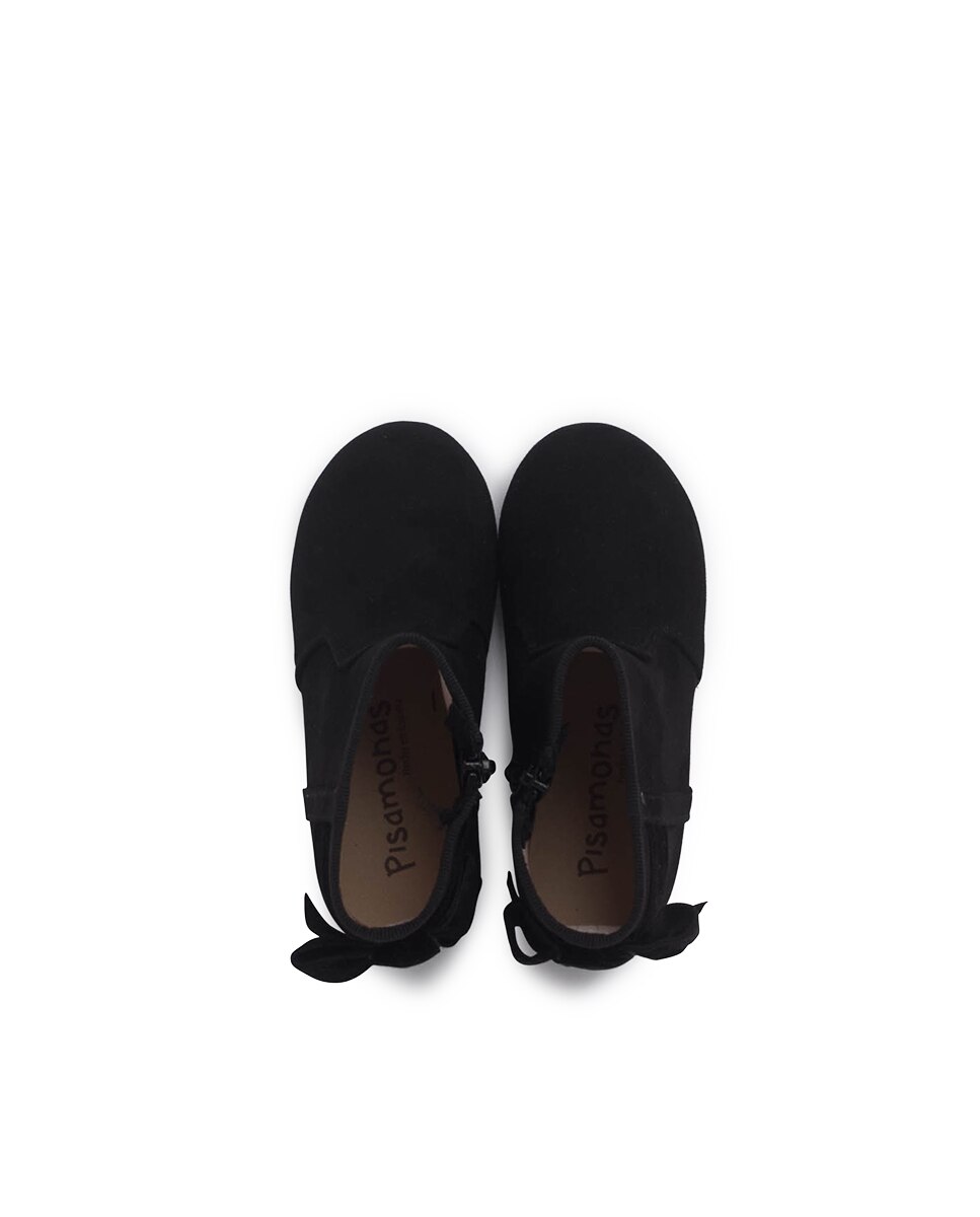 Botas Infantil com Laço Veludo e Fecho Zip Preto-4