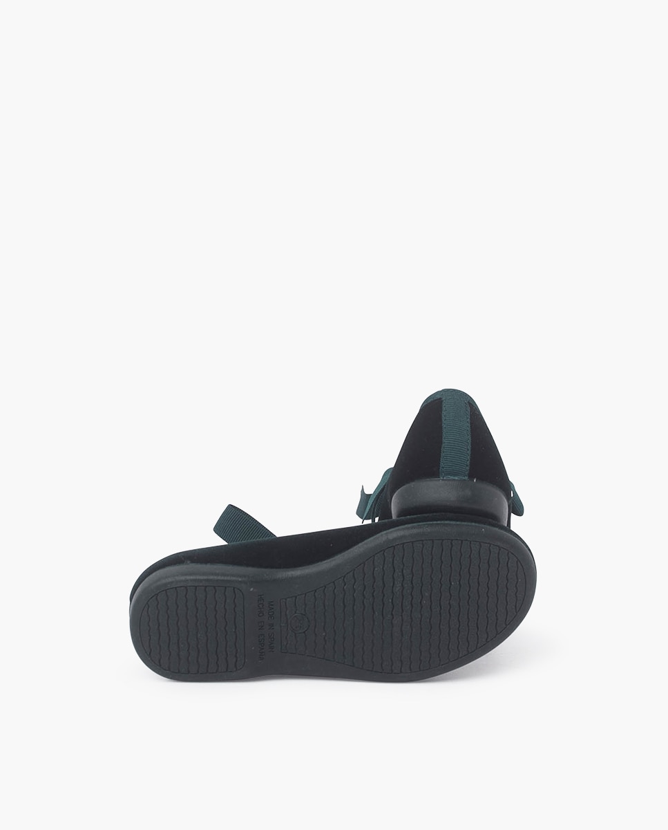 Sapatos de Presilha em Veludo com Laço de Faia Pisamonas Verde-escuro-2