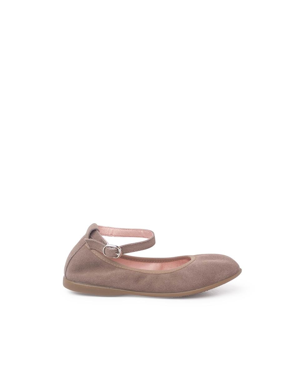 Sabrinas Infantil de Pele Flexível com Pulseira Taupe-1