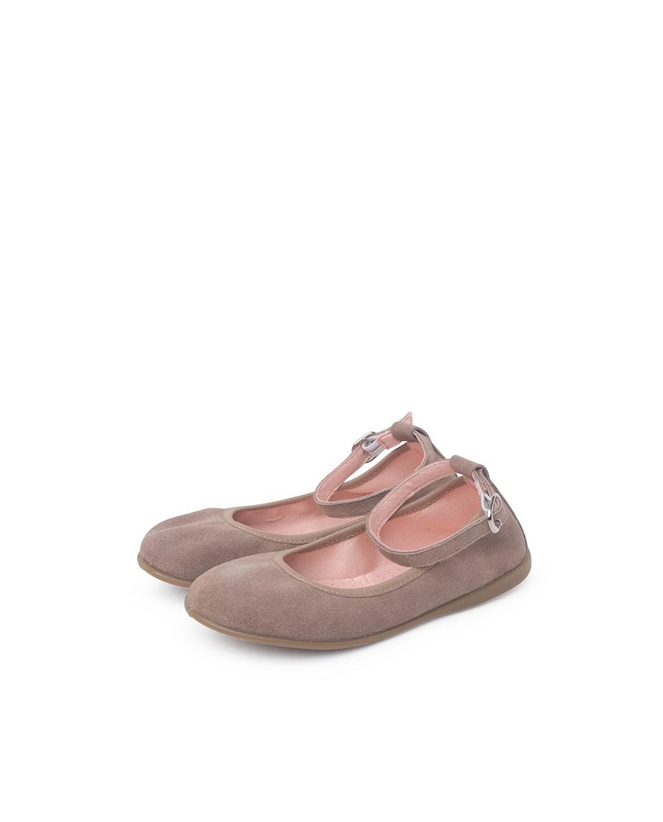 Sabrinas Infantil de Pele Flexível com Pulseira Taupe-3