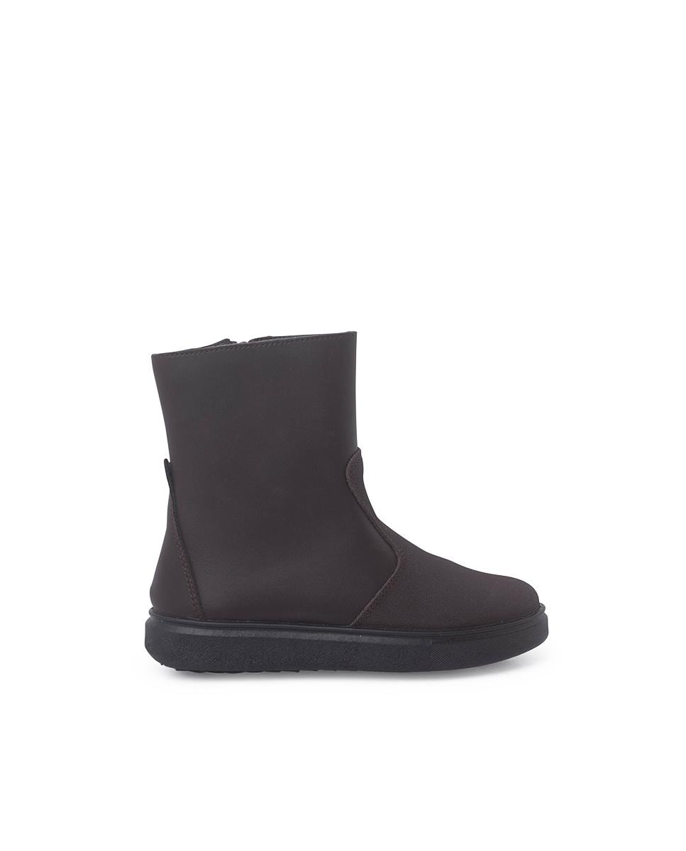 Botas de Pele com Reforço e Fecho Zip Lateral Castanho-1