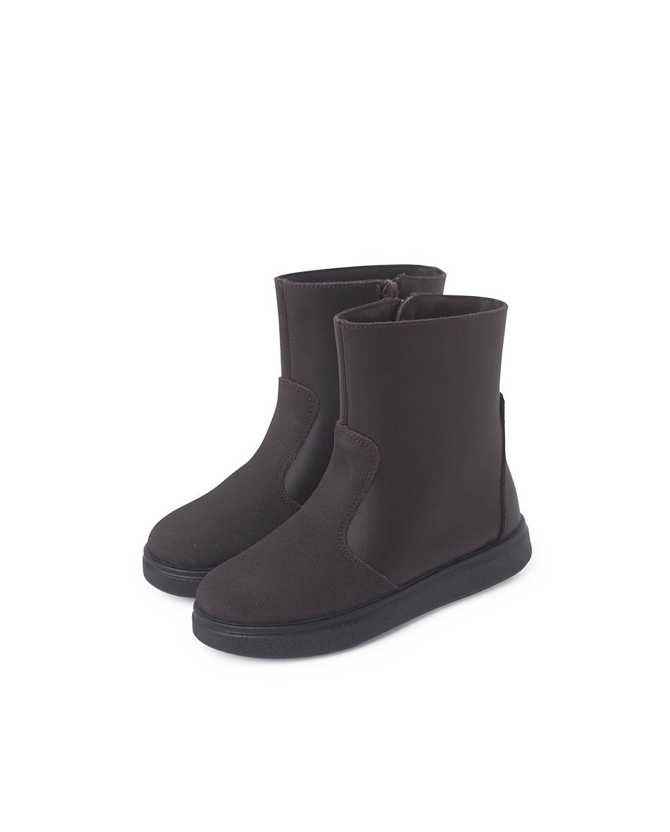 Botas de Pele com Reforço e Fecho Zip Lateral Castanho-3