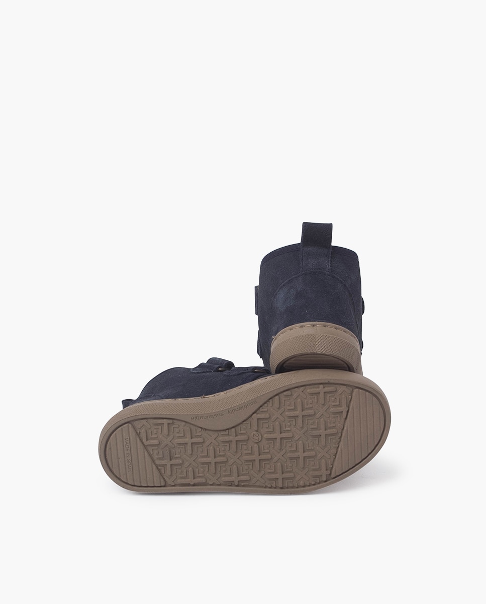Botas Infantil Forradas com Tira Dupla Adesiva Azul-marinho-2