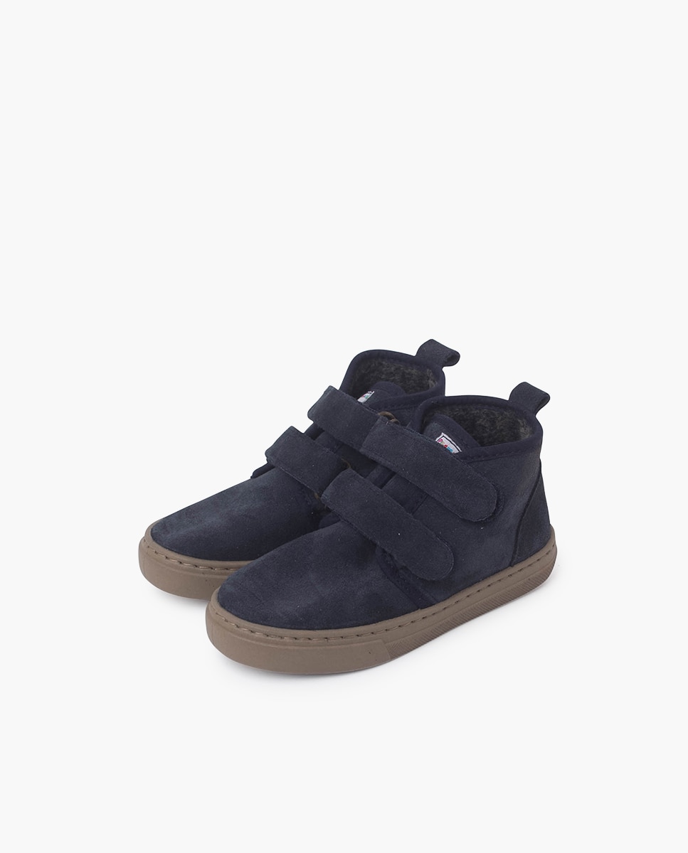 Botas Infantil Forradas com Tira Dupla Adesiva Azul-marinho-3