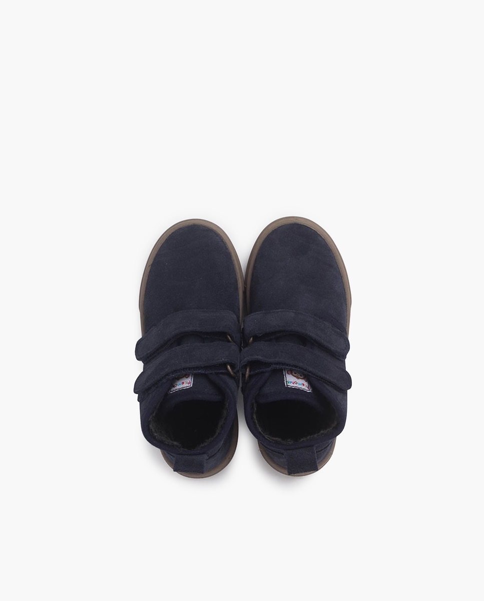 Botas Infantil Forradas com Tira Dupla Adesiva Azul-marinho-4