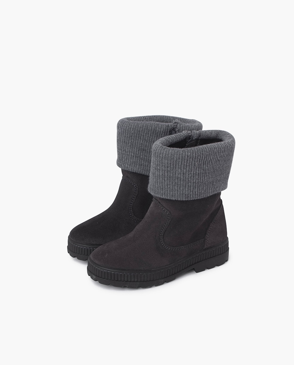 Botas com Gola em Lã Cinzento-3
