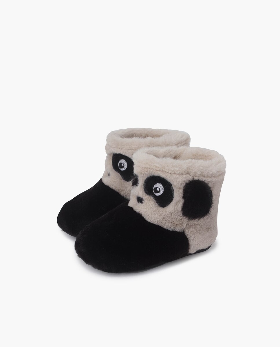 Pantufas Fechadas Infantil Casa Panda Pisamonas Branco-3
