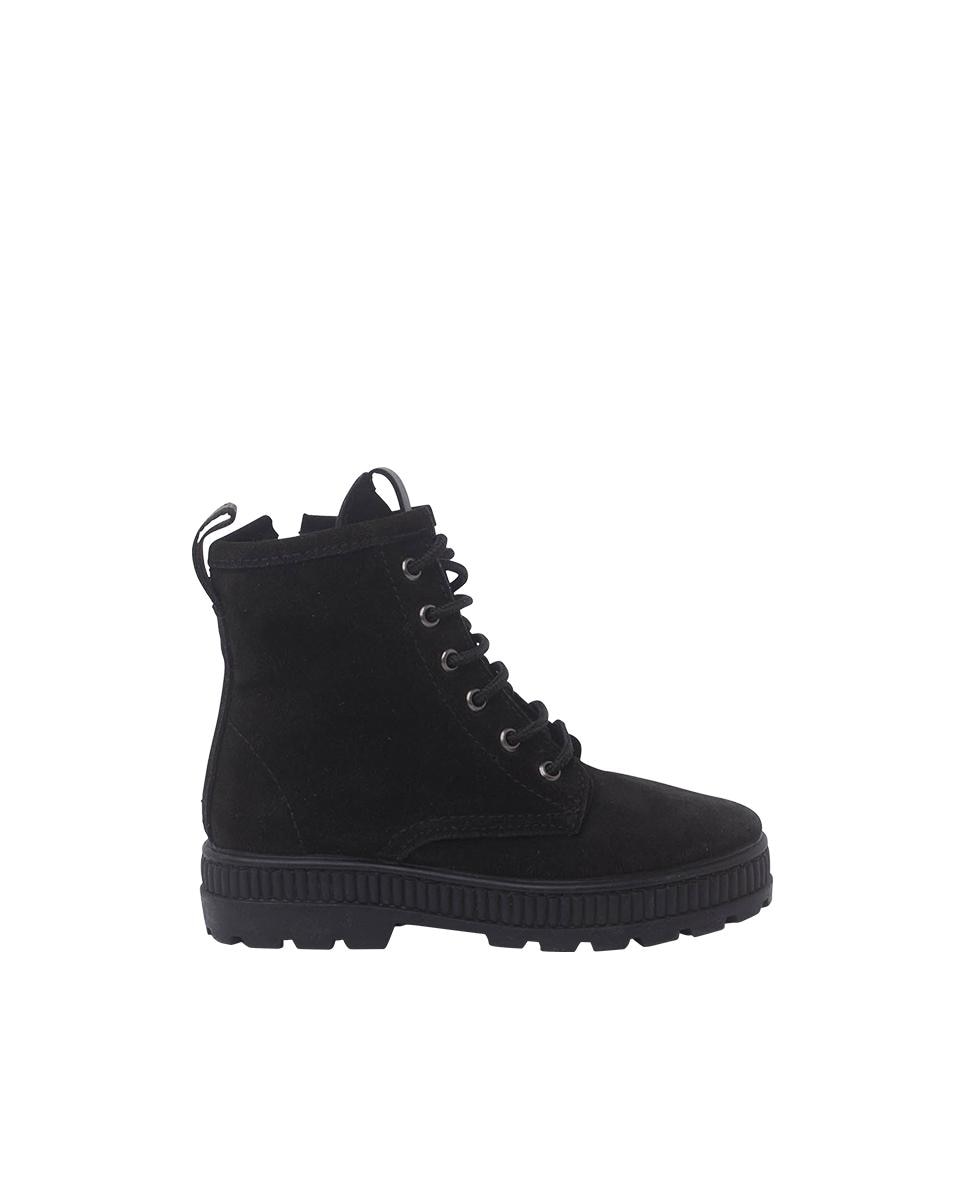 Botas em Camurça Infantil Estilo Militar Preto-1