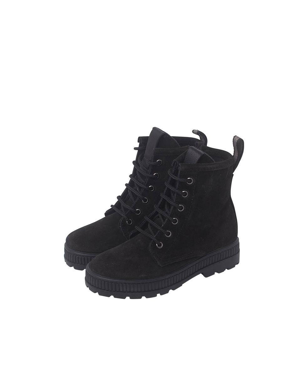 Botas em Camurça Infantil Estilo Militar Preto-3