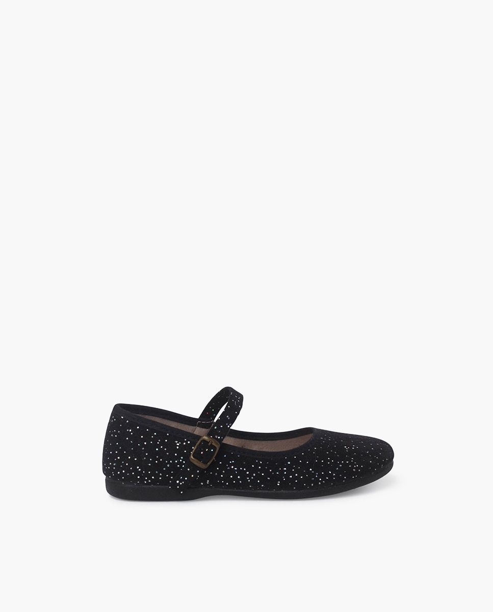 Merceditas Brilhantes com Fecho de Fivela Preto-1