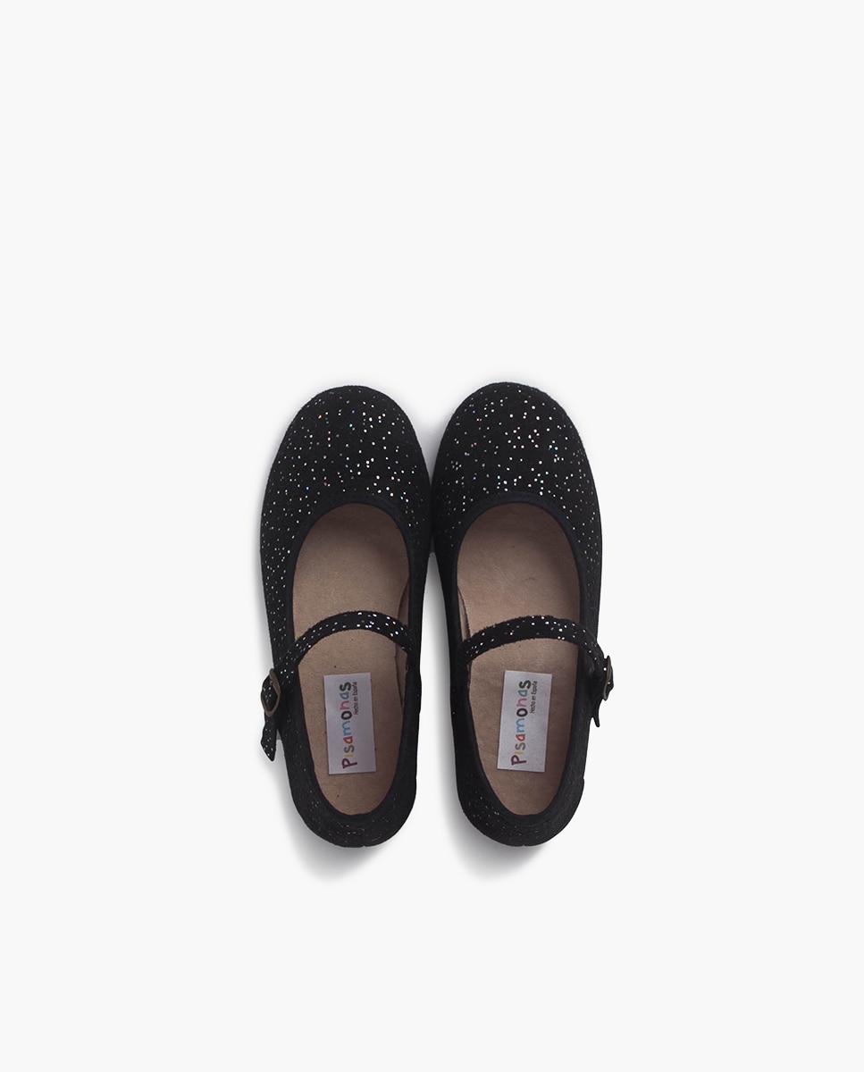 Merceditas Brilhantes com Fecho de Fivela Preto-4