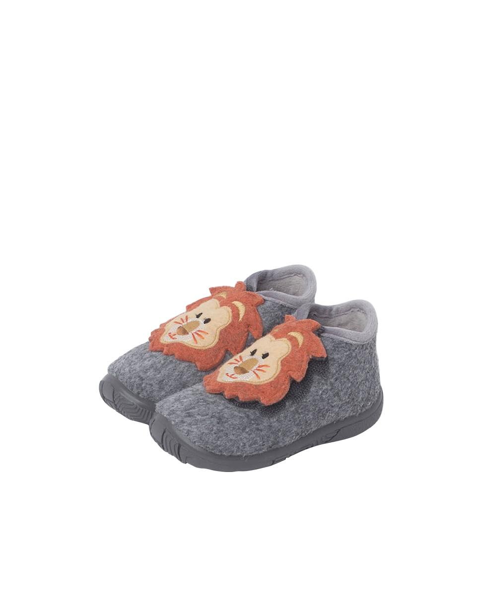 Pantufas Fechadas para Bebé Primeiros Passos Animais Cinzento / Laranja-3