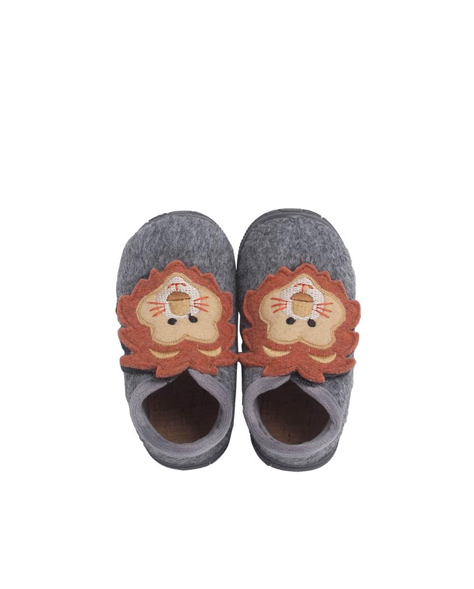 Pantufas Fechadas para Bebé Primeiros Passos Animais Cinzento / Laranja-4