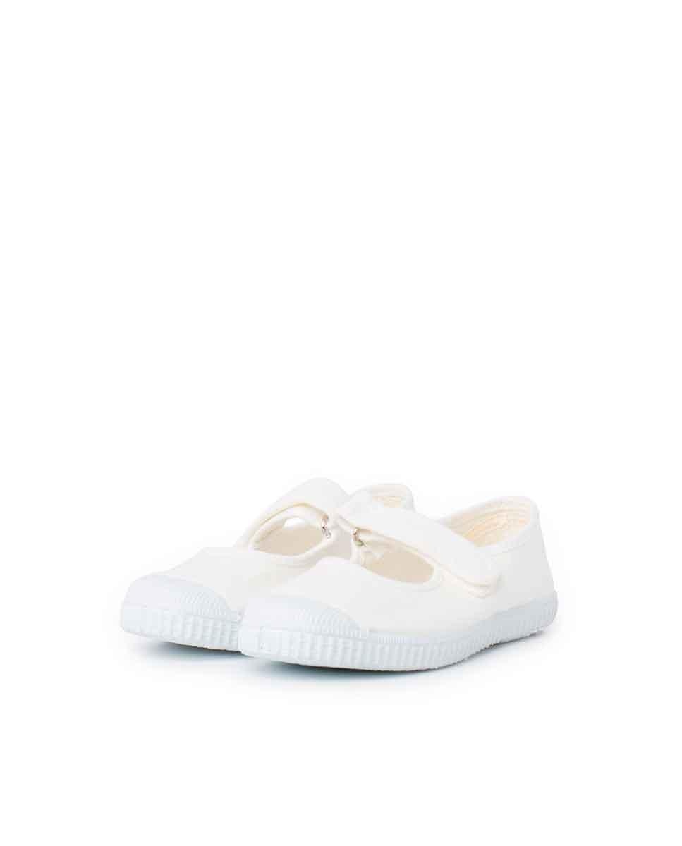 Merceditas Infantil com Biqueira em Borracha e Velcro Pisamonas Branco-3
