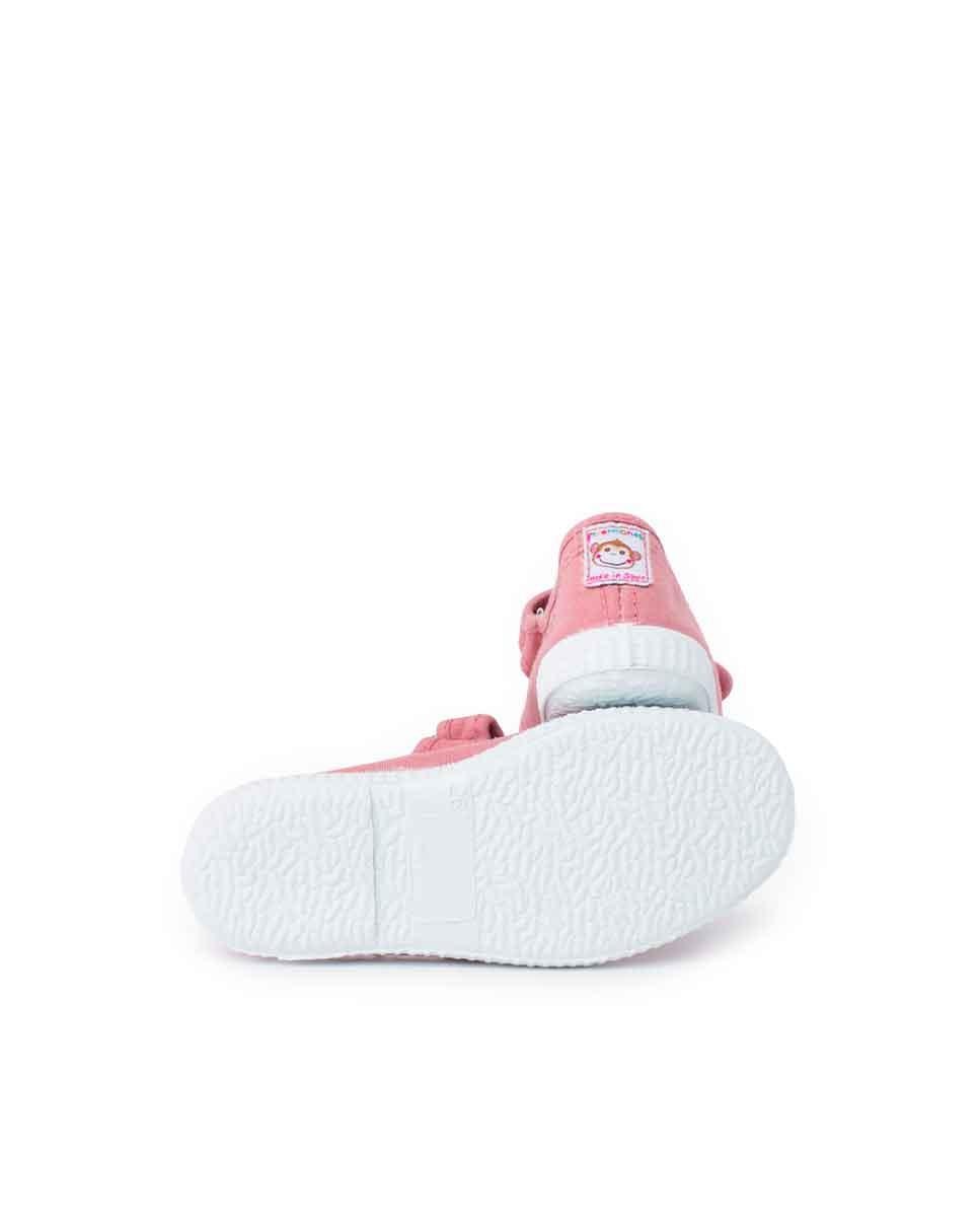 Merceditas Infantil com Biqueira em Borracha e Velcro Rosa-2