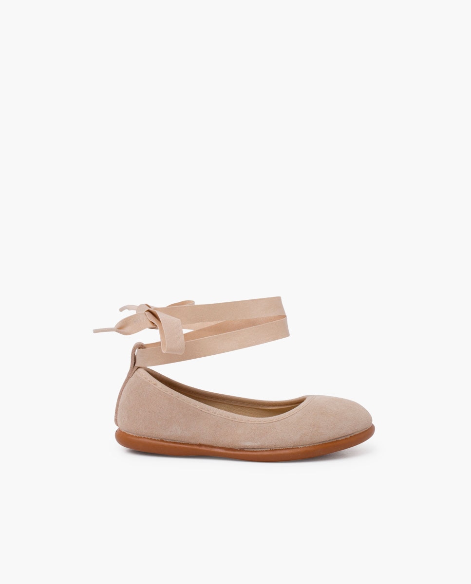 Bailarinas Elásticas com Laço e Pulseira Bege-1