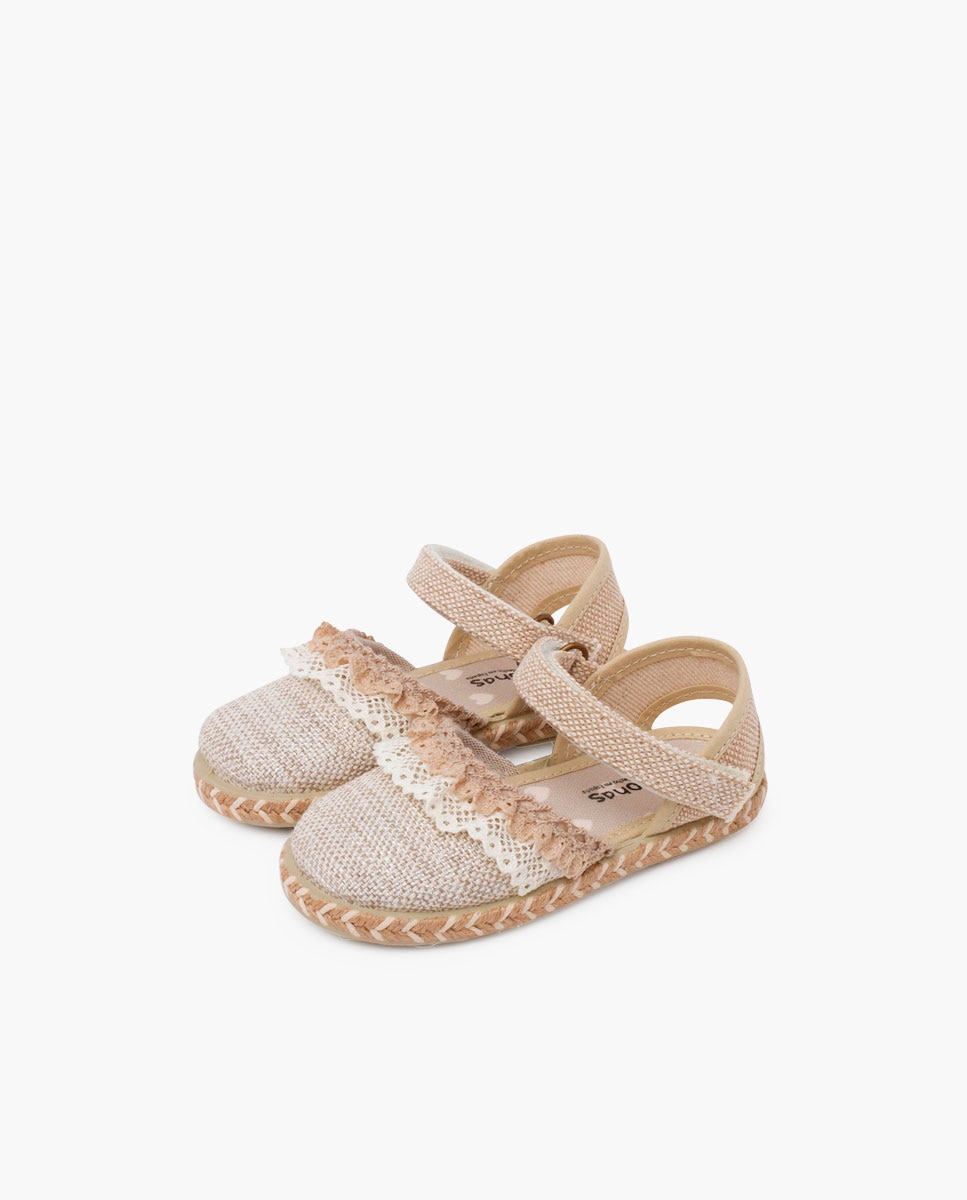 Alpercatas de Linho com Velcro Pisamonas Natural-3