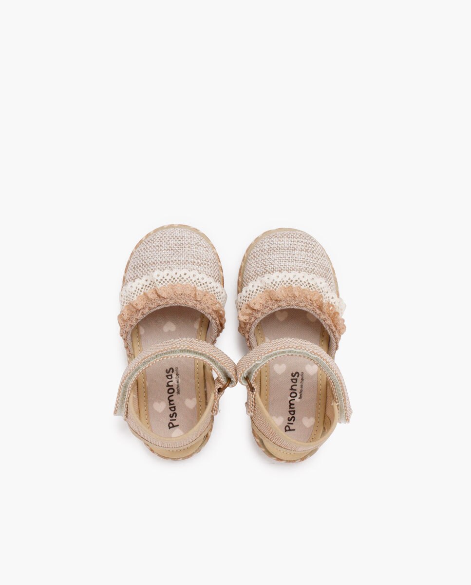 Alpercatas de Linho com Velcro Pisamonas Natural-4