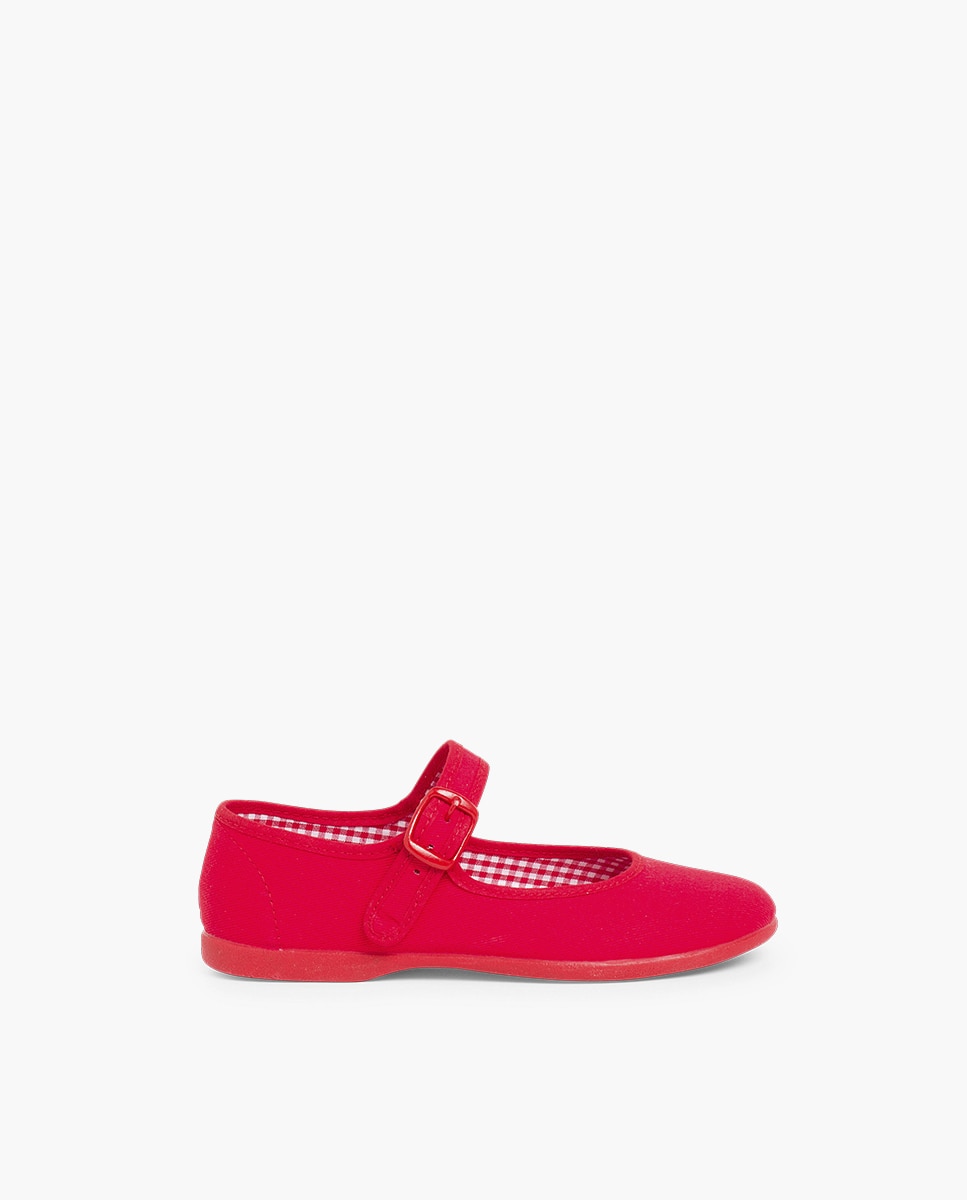 Merceditas em Tecido com Fivela Tamanhos Grandes Vermelho-1