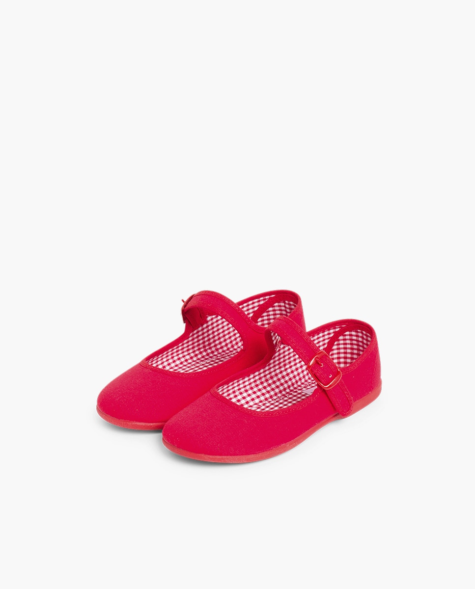 Merceditas em Tecido com Fivela Tamanhos Grandes Vermelho-3