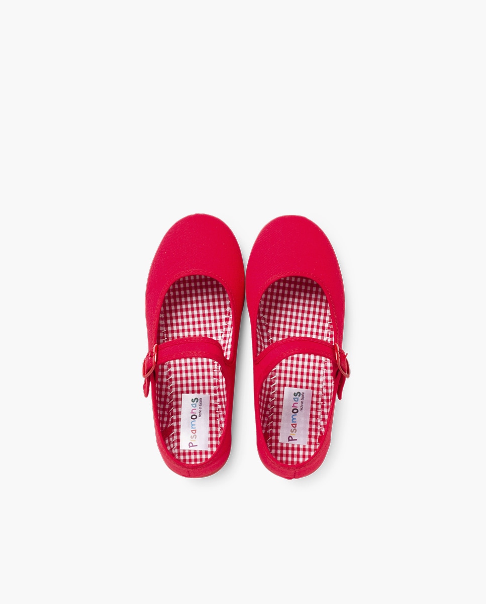 Merceditas em Tecido com Fivela Tamanhos Grandes Vermelho-4