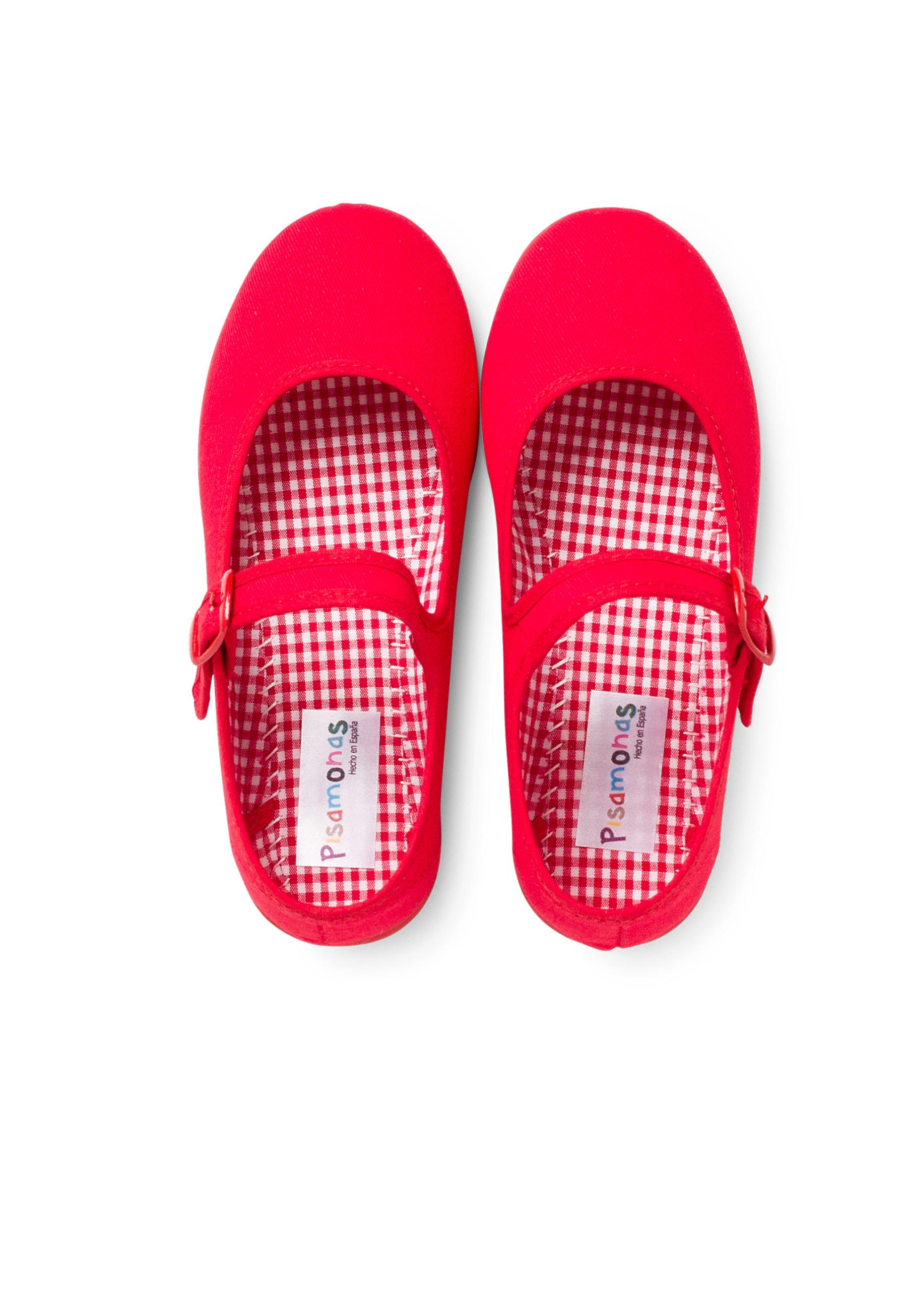 Merceditas em Tecido com Fivela Tamanhos Grandes Vermelho-5