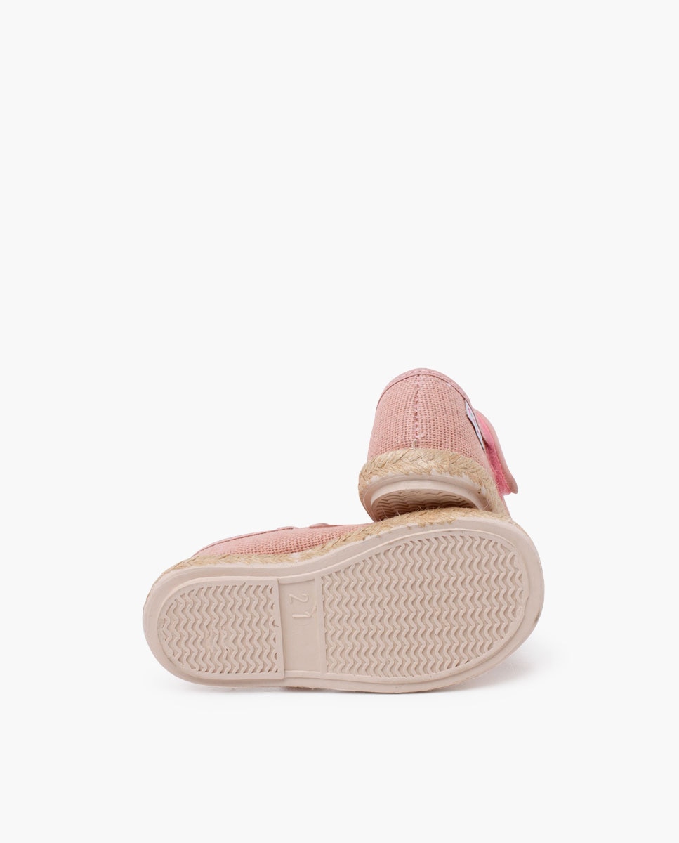 Merceditas em Linho com Sola de Alpercata e Velcro Rosa-claro-2