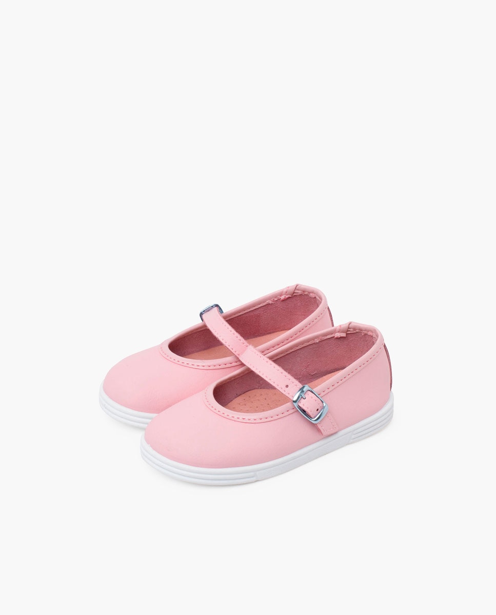 Merceditas de Bebé Pele Lavável Hebilla Pisamonas Rosa-claro-3