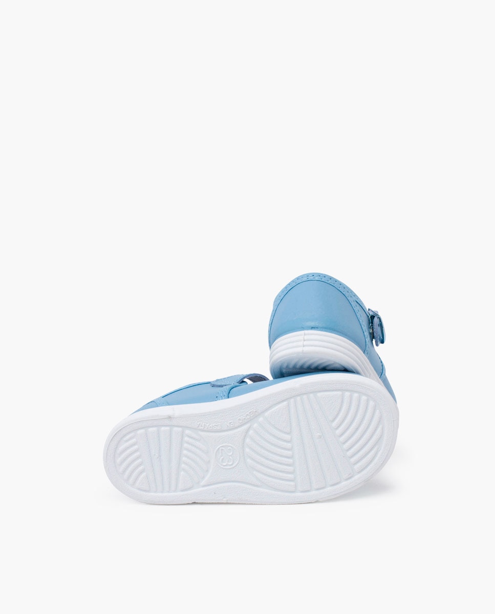 Sapatos de Presilha para Bebé em Pele Lavável com Fivela Azul-celeste-2