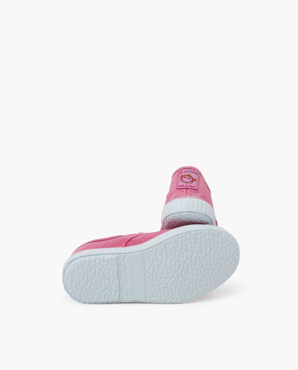 Sapatilhas de Lona Infantil com Atacadores e Efeito Desgastado Rosa-2