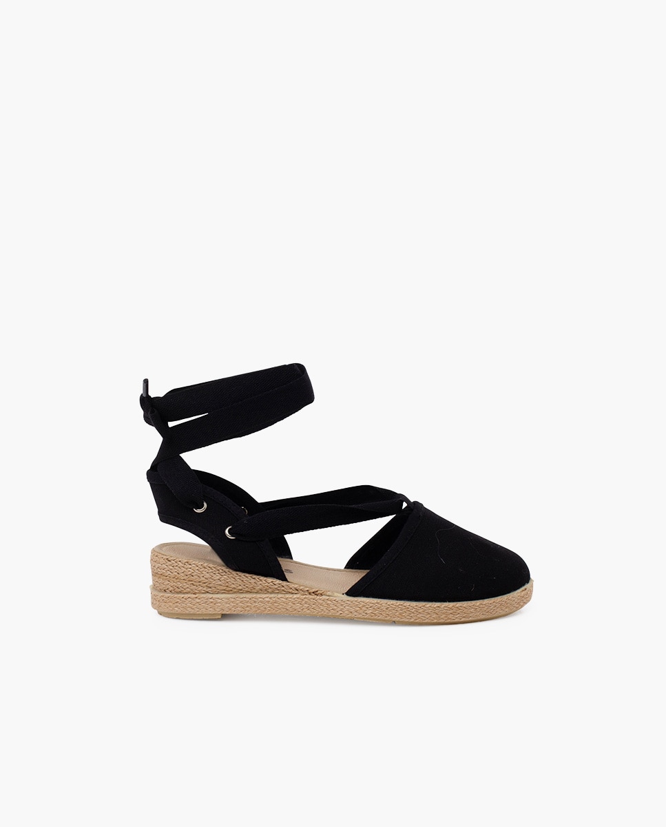 Alpercatas com Cunha e Tiras Piqué Infantil Preto-1