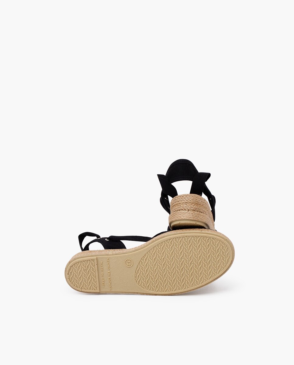 Alpercatas com Cunha e Tiras Piqué Infantil Preto-2