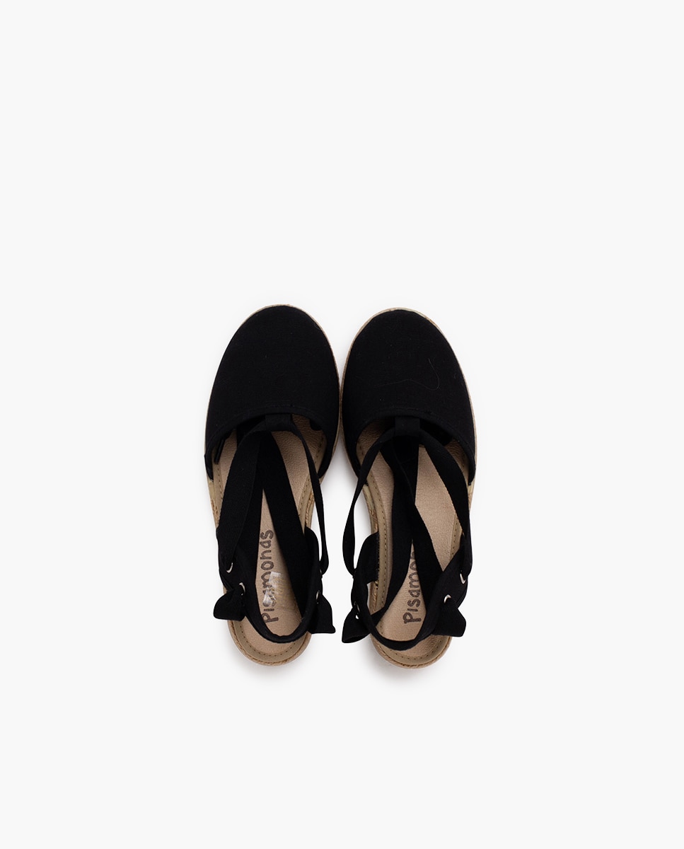 Alpercatas com Cunha e Tiras Piqué Infantil Preto-4