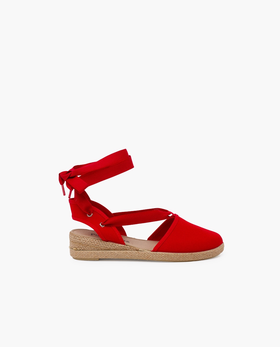 Alpercatas com Cunha e Tiras Piqué Infantil Vermelho-1