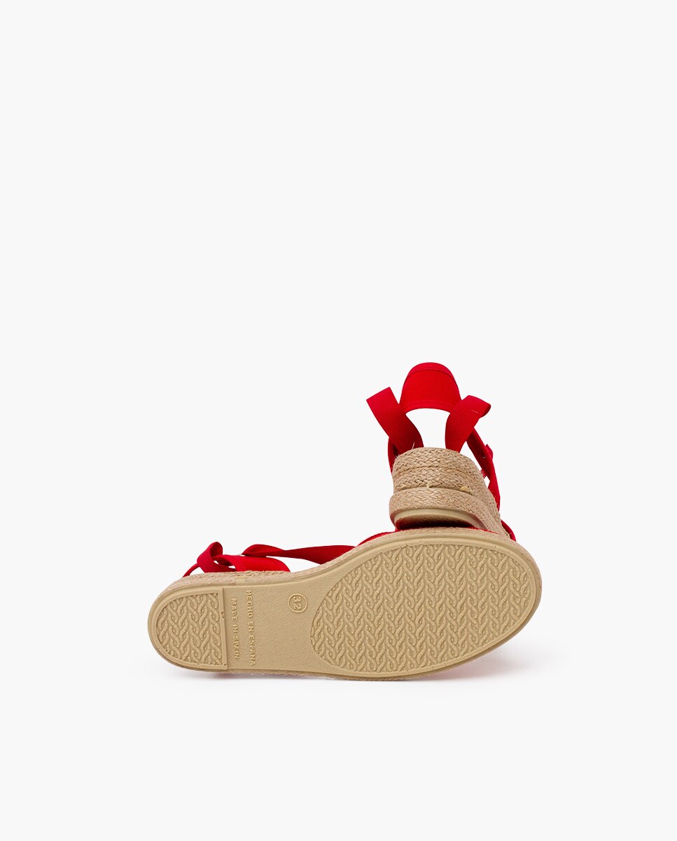 Alpercatas com Cunha e Tiras Piqué Infantil Vermelho-2