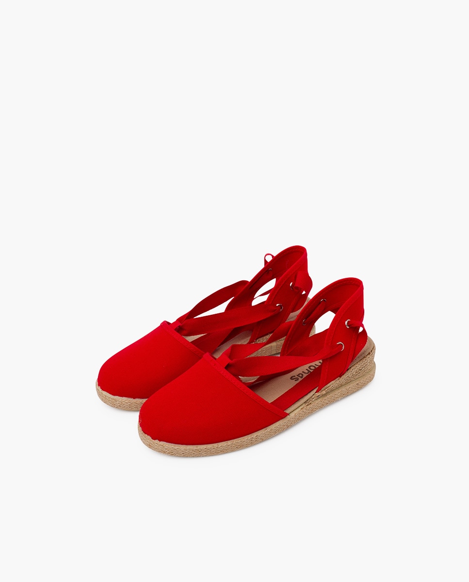 Alpercatas com Cunha e Tiras Piqué Infantil Vermelho-3