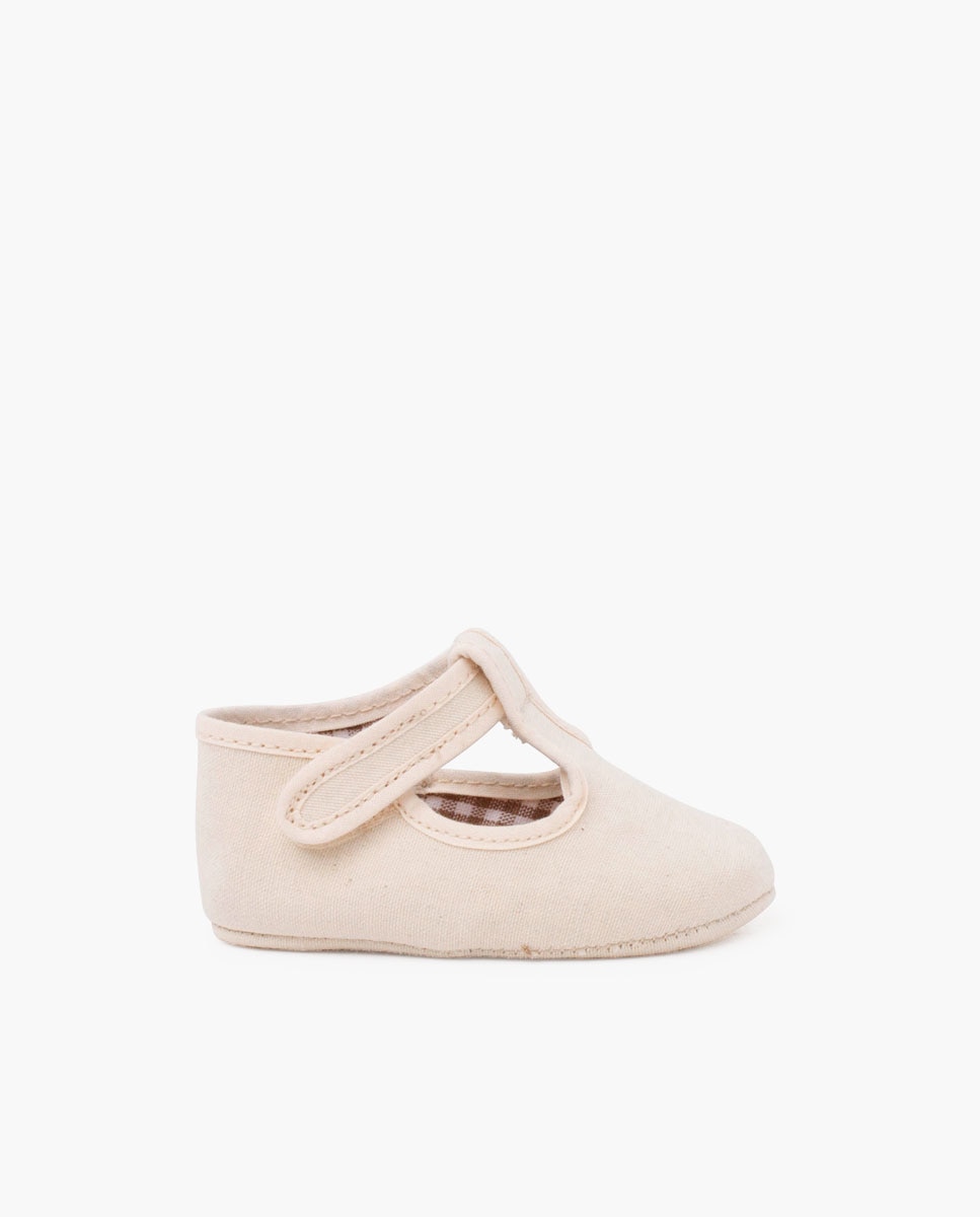 Pepitos de Bebé de Tecido com Velcro Pisamonas Bege/Rosa-1