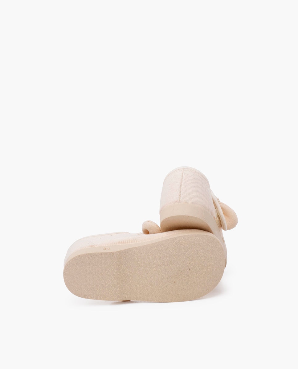 Sapatos de Presilha para Bebé de Lona com Velcro Bege / Castanho-2