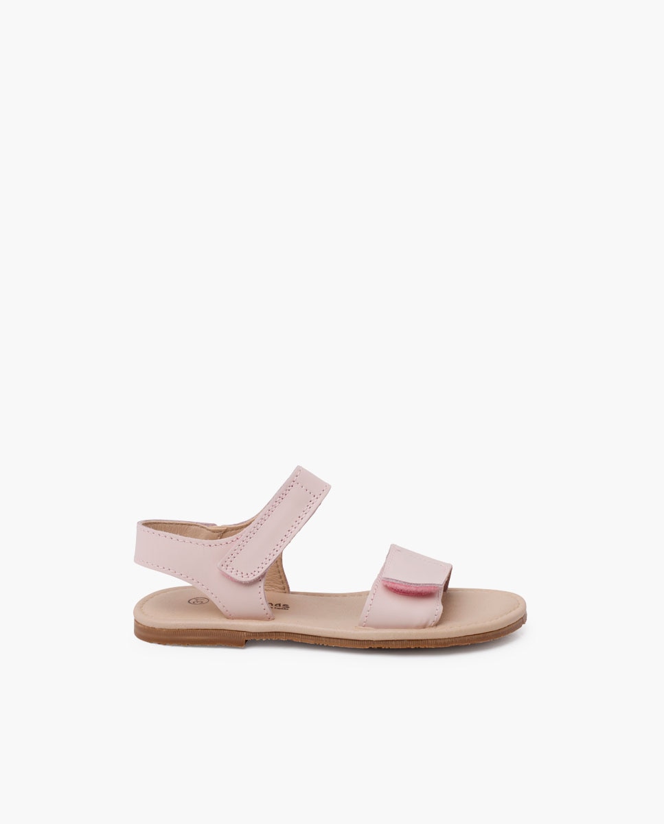 Sandálias Abertas Infantil de Napa com Velcro Pisamonas Nude-1