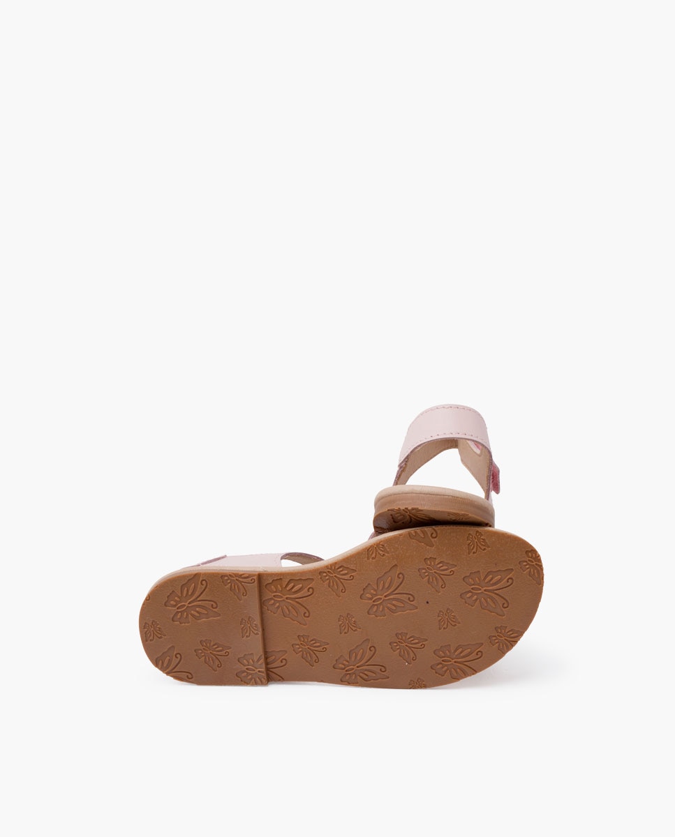 Sandálias Abertas Infantil de Napa com Velcro Pisamonas Nude-2