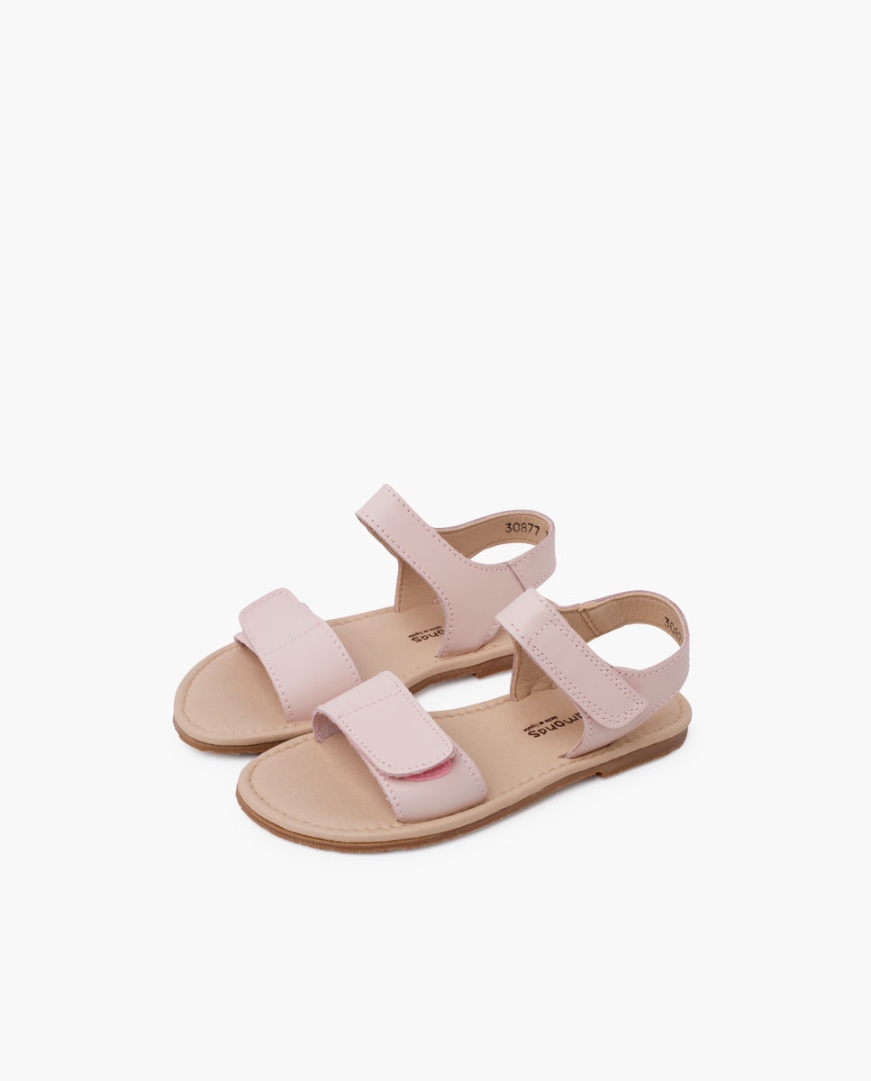 Sandálias Abertas Infantil de Napa com Velcro Pisamonas Nude-3