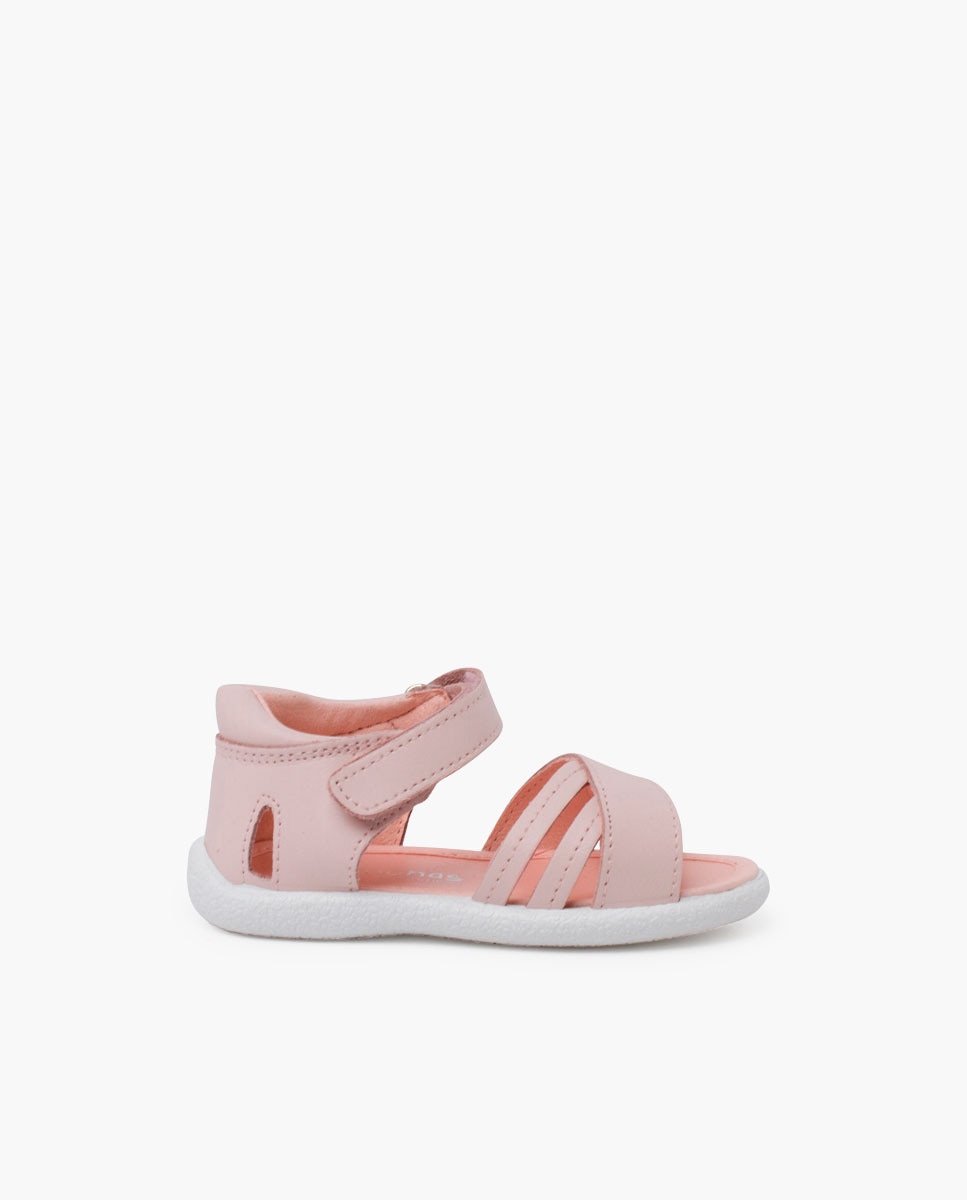 Sandálias para Bebé Primeiros Passos com Tiras Cruzadas Pisamonas Rosa-claro-1
