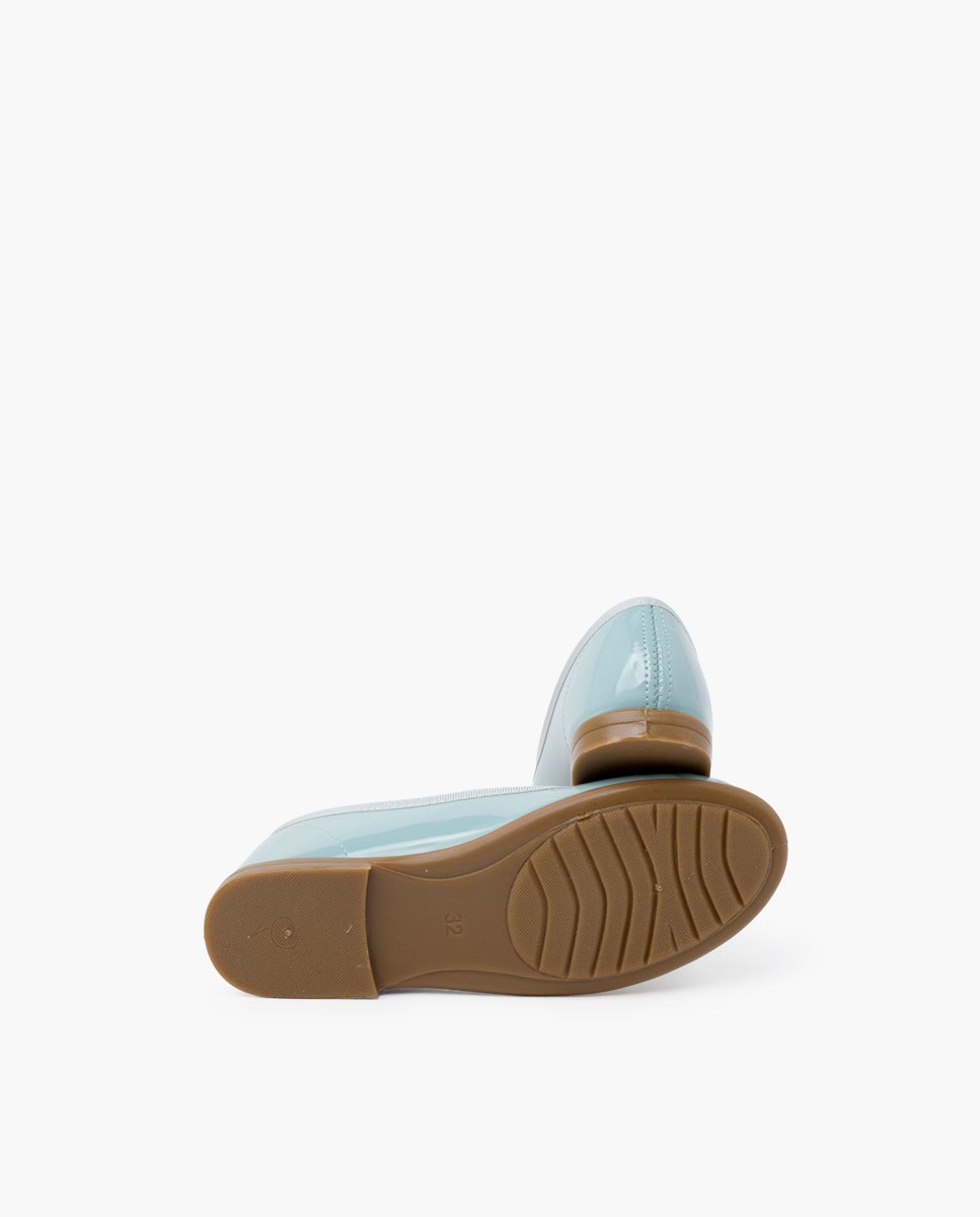 Bailarinas Infantil de Verniz com Piso Caramelo Azul-claro-2